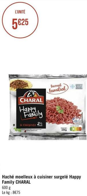 Géant Casino Charal haché moelleux à cuisiner surgelé happy family offre