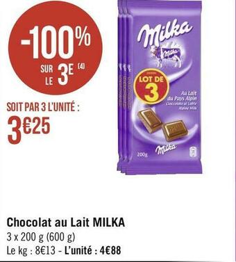 Géant Casino Milka chocolat au lait offre