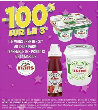 Géant Casino Rians bon plan sur l’ensemble des produits de la marque rians offre
