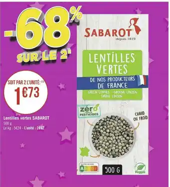 Géant Casino Sabarot lentilles vertes offre