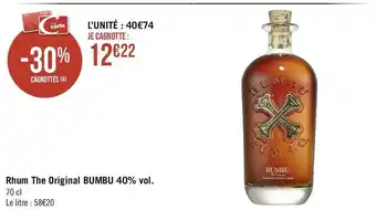 Géant Casino Bumbu rhum the original 40% vol. offre