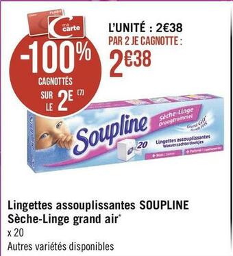 Soupline lingettes assouplissantes sèche-linge grand air
