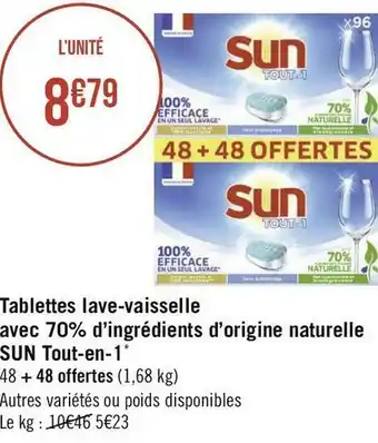 Géant Casino Tablettes lave-vaisselle avec 70% d’ingrédients d’origine naturelle tout-en-1* offre