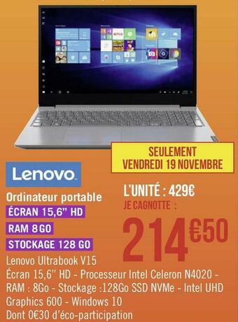Géant Casino Lenovo ordinateur portable offre
