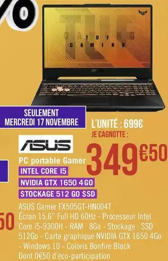 Géant Casino Asus pc portable gamer offre