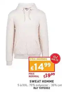 Trafic Sweat homme offre