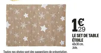 Centrakor Le set de table étoile offre