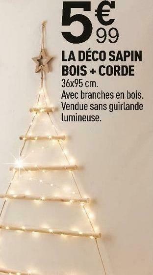 Centrakor La déco sapin bois + corde offre