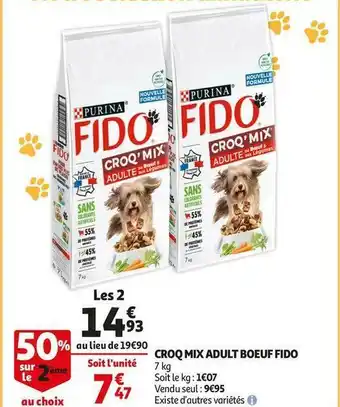 Auchan Fido croq mix adult boeuf offre