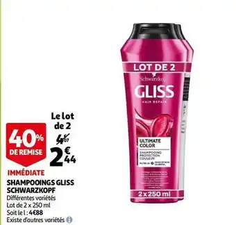 Auchan Schwarzkopf shampooings gliss offre