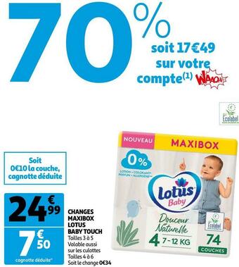 Auchan Lotus baby changes maxibox offre