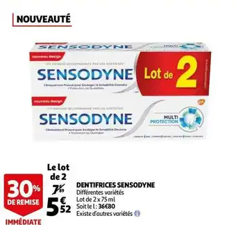 Auchan Sensodyne dentifrices offre