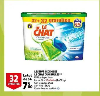 Auchan Le chat lessive écodoses duo bulles offre