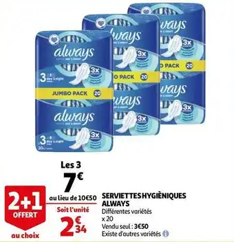 Auchan Always serviettes hygièniques offre