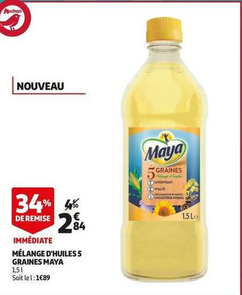 Auchan Maya mélange d'huiles 5 graines offre