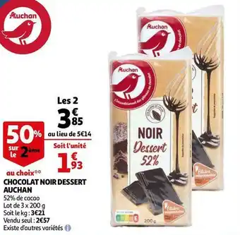 Auchan Auchan chocolat noir dessert offre