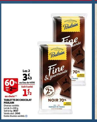 Auchan Poulain tablette de chocolat offre