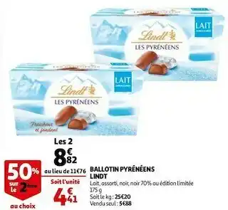 Auchan Lindt ballotin pyrénéens offre