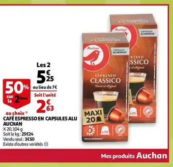 Auchan café espresso en capsules alu