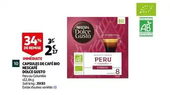 Auchan Dolce gusto capsules de café bio nescafé offre