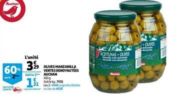 Auchan Auchan olives manzanilla vertes denoyautées offre