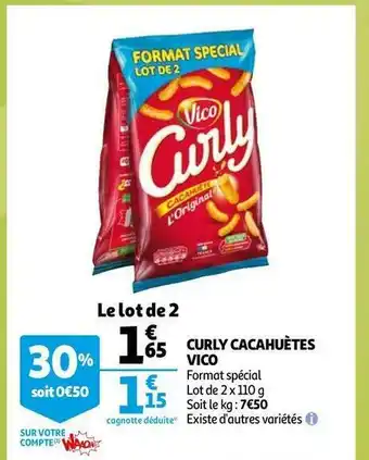 Auchan Vico curly cacahuètes offre
