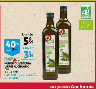 Auchan Auchan bio huile d'olive extra vierge offre