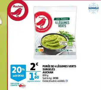 Auchan Auchan purée de 4 légumes verts surgelés offre