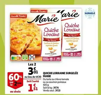 Auchan Marie quiche lorraine surgelée offre