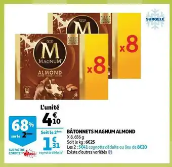 Auchan Magnum bâtonnets almond offre