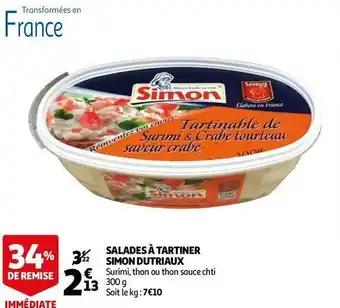 Auchan Simon dutriaux salades à tartiner offre