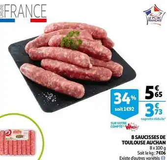Auchan 8 saucisses de toulouse offre