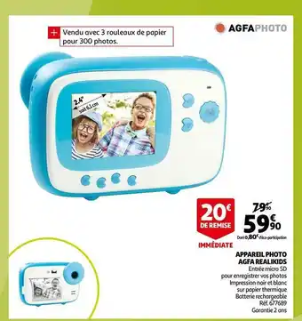 Auchan Agfa photo appareil photo agfa realikids offre