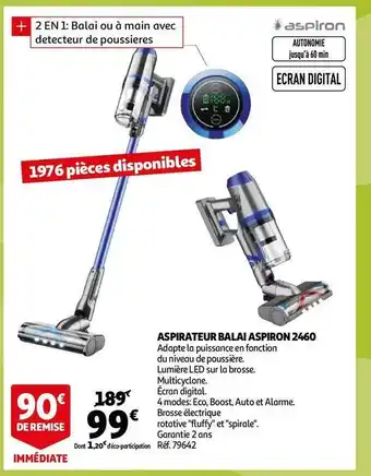 Auchan Aspiron aspirateur balai 2460 offre