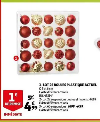 Auchan Actuel lot 25 boules plastique offre