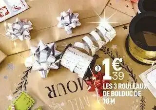 Les 3 rouleaux de bolduc de 10 m