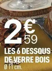 Centrakor Les 6 dessous de verre bois offre