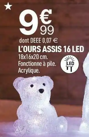 L’ours assis 16 led