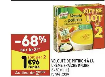Leader Price Velouté De Potiron à La Crème Fraîche Knorr offre