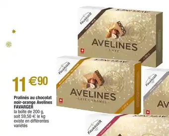 Migros Pralinés au chocolat noir-orange avelines FAVARGER offre