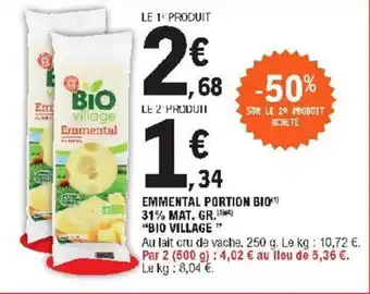E.Leclerc Emmental portion bio 31% offre