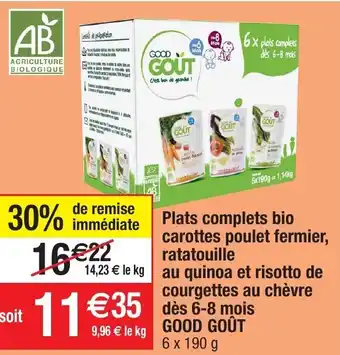 Migros Plats complets bio carottes poulet fermier, ratatouille offre