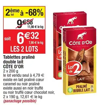 Migros Tablettes praliné double lait offre