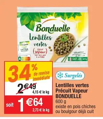 Lentilles vertes Precuit Vapeur Bonduelle