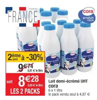 Cora Lait demi-écrémé UHT offre