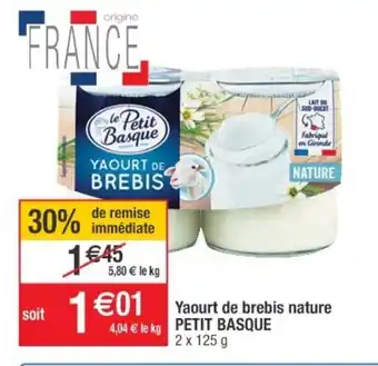 Cora x Carrefour Yaourt de Brebis Nature offre