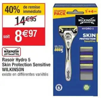 Cora x Carrefour Rasoir Hydro 5 Skin Protection Sensitive offre