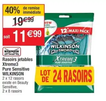 Cora x Carrefour Rasoirs Jetables Xtreme3 Pure Sensitive offre