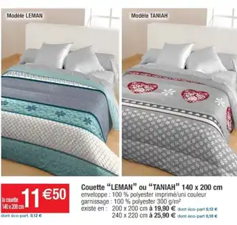 Cora x Carrefour Couette Leman Ou Taniah 140x200cm offre