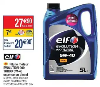 Cora x Carrefour Huile moteur Evolution 900 Turbo 5W-40 essence ou diesel offre